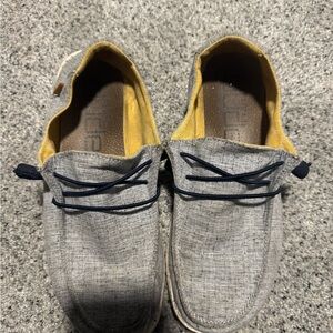 Hey dude Gray Loafers with Yellow Lining